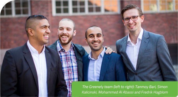 The Greenely team (left to right): Tanmoy Bari, Simon Kalicinski, Mohammed Al Abassi and Fredrik Hagblom