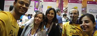 Five members of GetBoarded Technologies team from Portugal posing to a photo