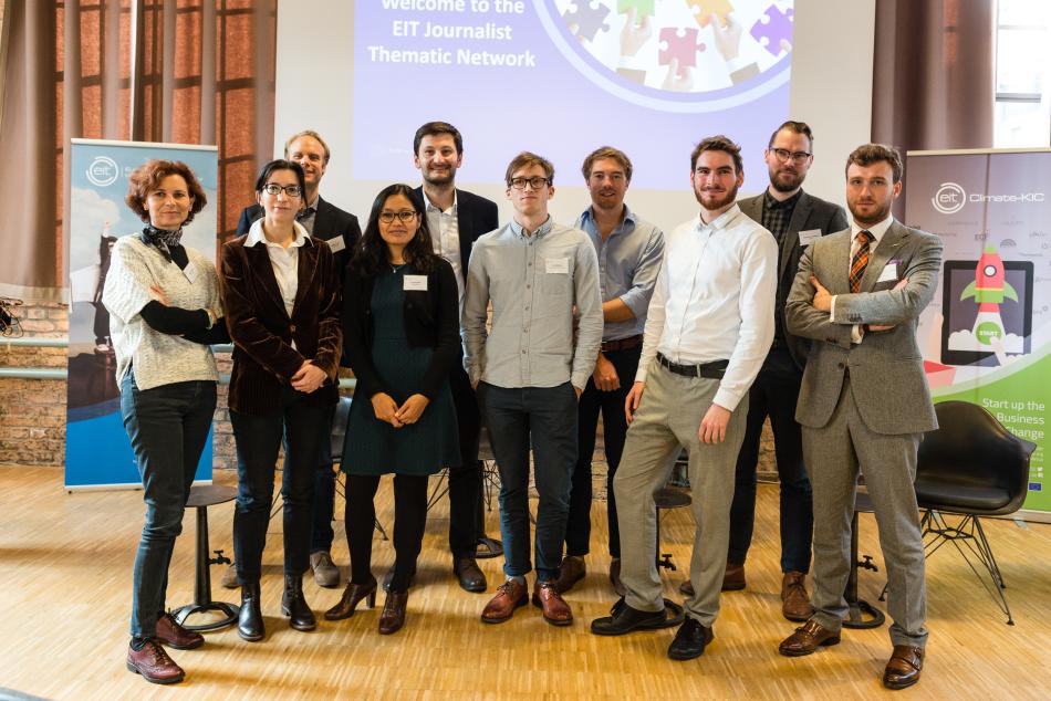 Start-up group photo- From left to right: Noemi de Santis (Giunko), Giulia Villani (Agromet), Benjamin Huber (ClimateRE), Juna Shrestha (ClimateRe), Filip Granek (XTPL), Tom Webster (GrowUp), Simon Bushell (Sympower), Christophe Göller (Coolar), Jakob Anderson (MASH Biotech), Quentin Ducreux Lerebours (Plugsurfing)